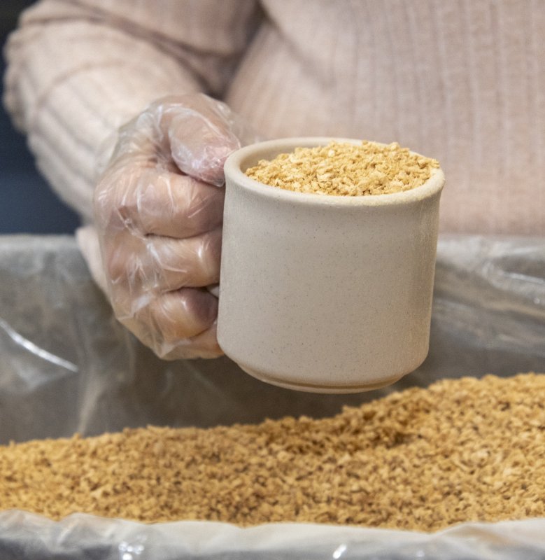 Soy product goes in the bags after the flavor packet.